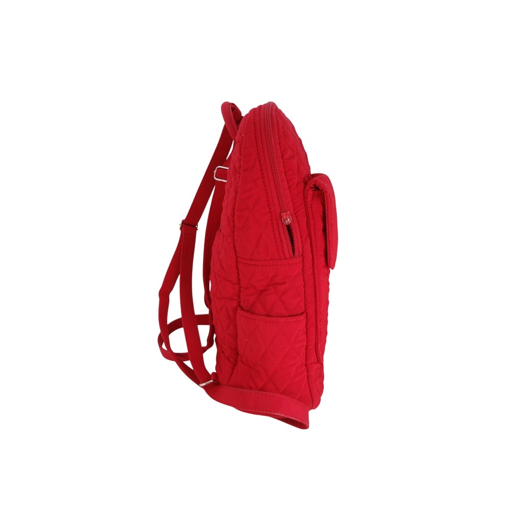 Vera Bradley Quilted Microfiber Backpack Small Red Excellent Diamond Flap - Picture 4 of 9